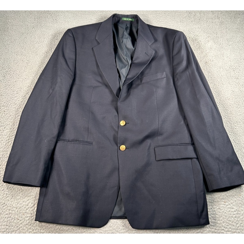 Lauren Ralph Lauren Blazer Men 44‎ Blue Super 120s Wool Jacket Gold Buttons